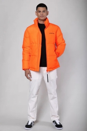 Orange heren jas Colourful-Rebel -Finch puffer Jacket